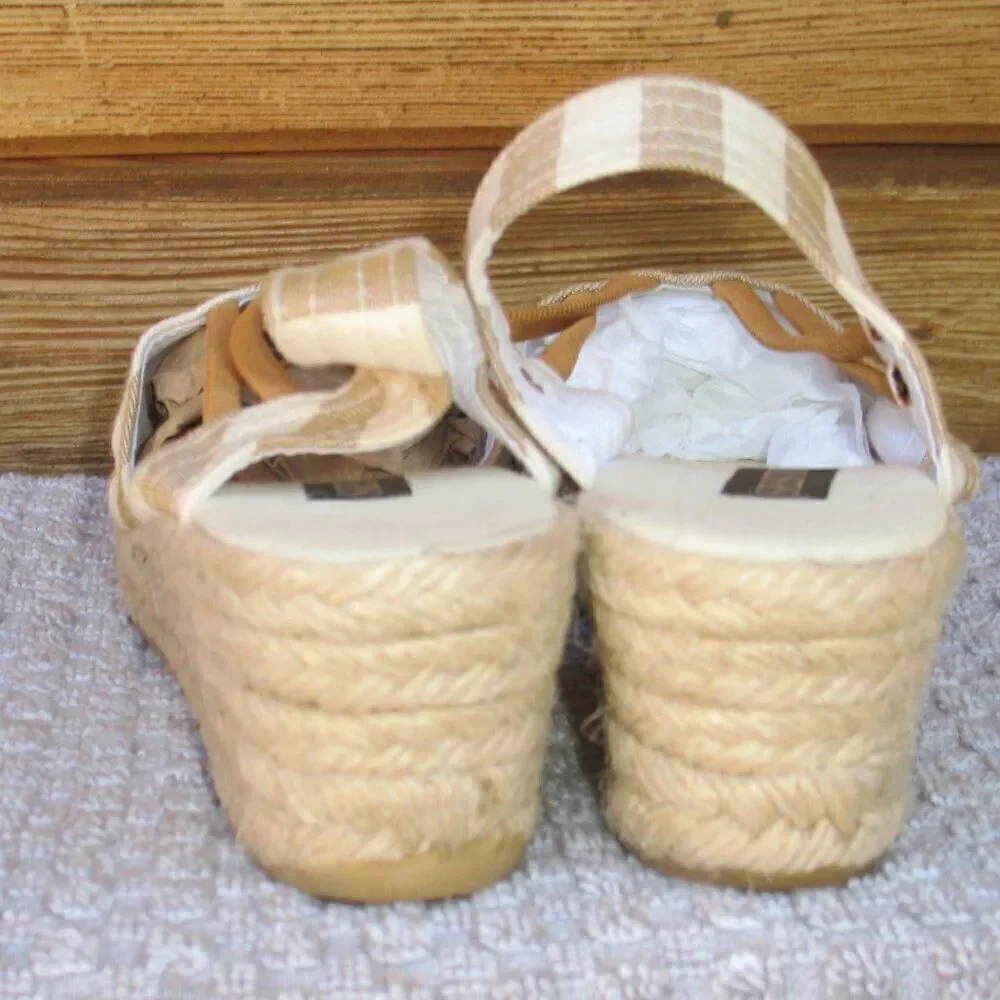 Sesto Meucci Womens 6 Striped Espadrille Peep Toe Shoes